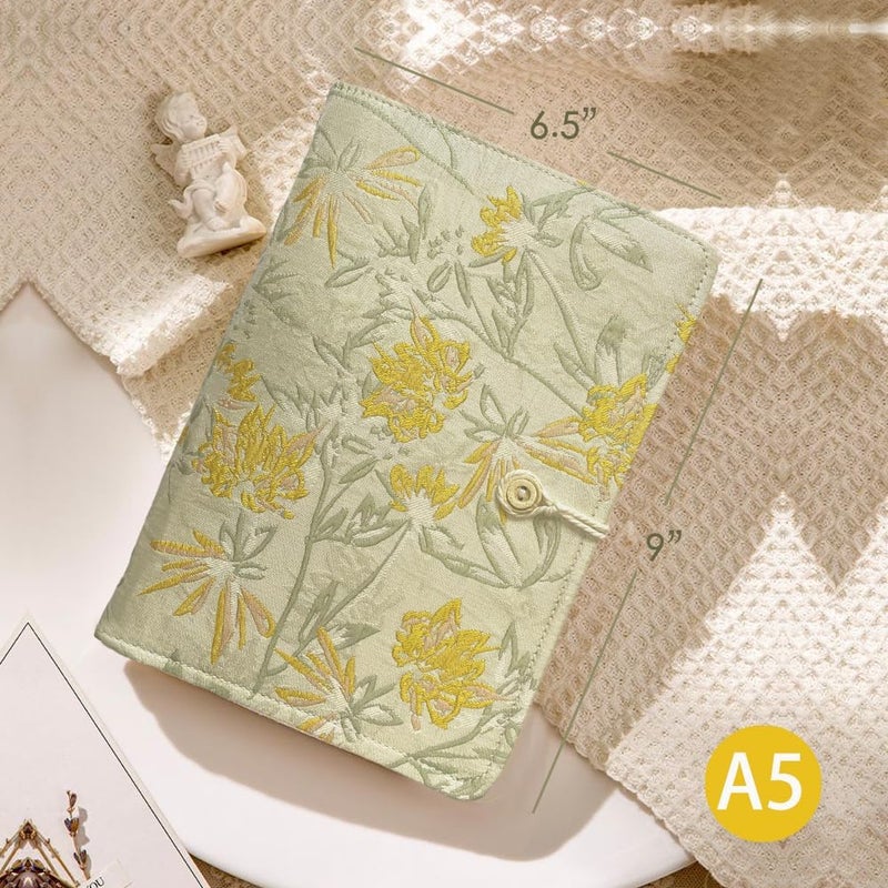ipoul Journal for Women, Flower Embroidery Refillable Notebook, A5 Binder 6 Ring, Budget Binder, Refillable Sketchbook, Travel Diary, Gift for Friends Female, Yellow Golden Bell, Planner Binder - Image 3